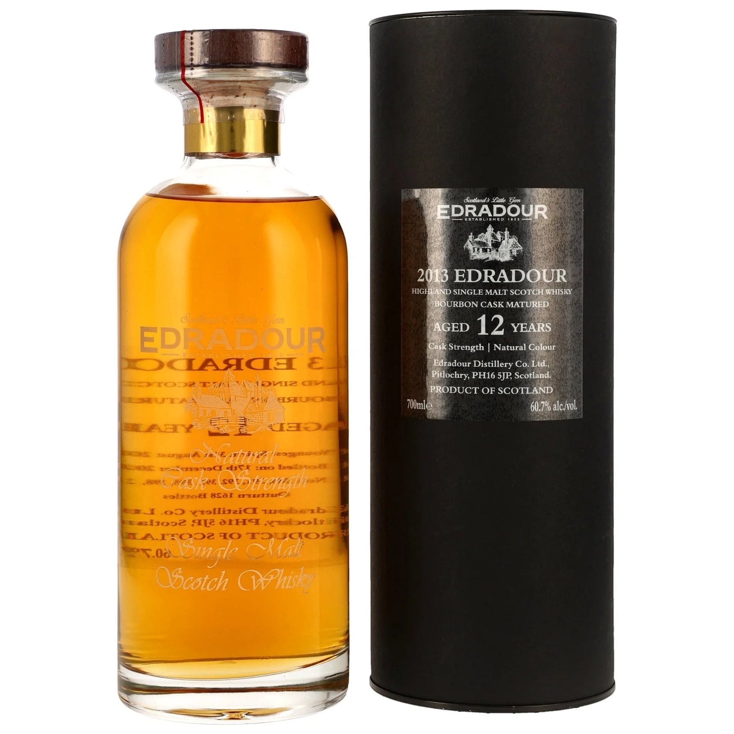 Schwarzbach Spirits Edradour 12 Jahre Natural Cask Strength Single Malt Scotch Whisky in Bourbonfass gereift, 60,7% Vol.