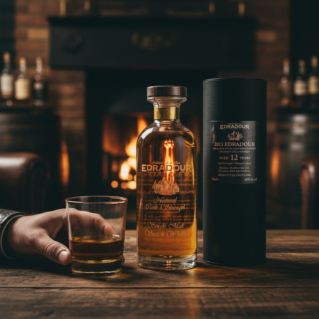 Schwarzbach Spirits Edradour 12 Jahre Natural Cask Strength Single Malt Scotch Whisky in Bourbon Cask, 60,7% Vol., 700ml, nicht kühlfiltriert, ohne Farbstoff.