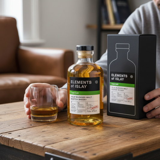 Schwarzbach Spirits Elements of Islay Cask Edit Islay Blended Malt Scotch Whisky, 70cl, 46% Vol. Non-chill filtered, natural colour.