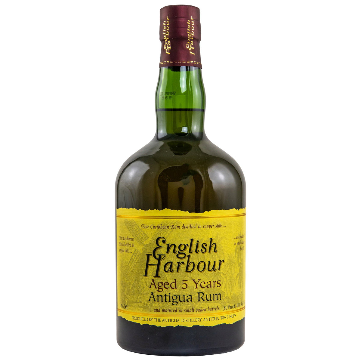 Schwarzbach Spirits English Harbour 5 Jahre Antigua Rum in der 0,7 Liter Flasche mit gelbem Etikett