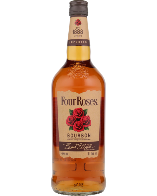 Schwarzbach Spirits Four Roses Kentucky Straight Bourbon Whiskey 1 Liter Flasche mit 40% Vol. und Rosen-Etikett