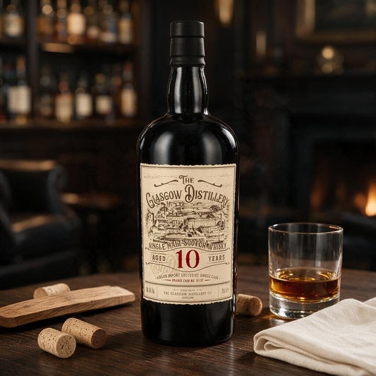 Schwarzbach Spirits Glasgow Distillery 10 Jahre Single Malt Whisky in einer Flasche mit Oloroso Sherry Fass Etikett