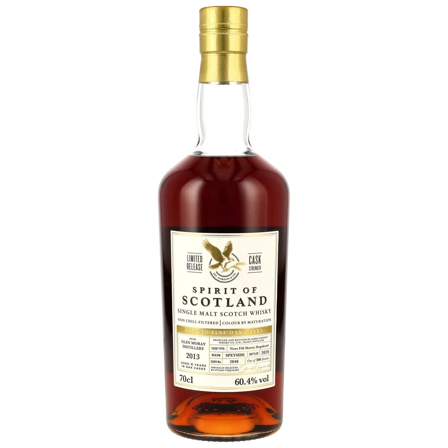 Schwarzbach Spirits: Glen Moray 2013/2026 12 Jahre Single Malt Scotch Whisky, 60,4% Vol., 70cl, in 1st Fill Sherry Hogshead gereift.