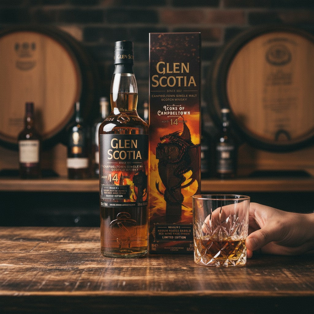 Schwarzbach Spirits: Glen Scotia 14 Jahre The Dragon Icons Release No.2, 56,8% Vol. Single Malt Scotch Whisky in Barolo Rotweinfass.