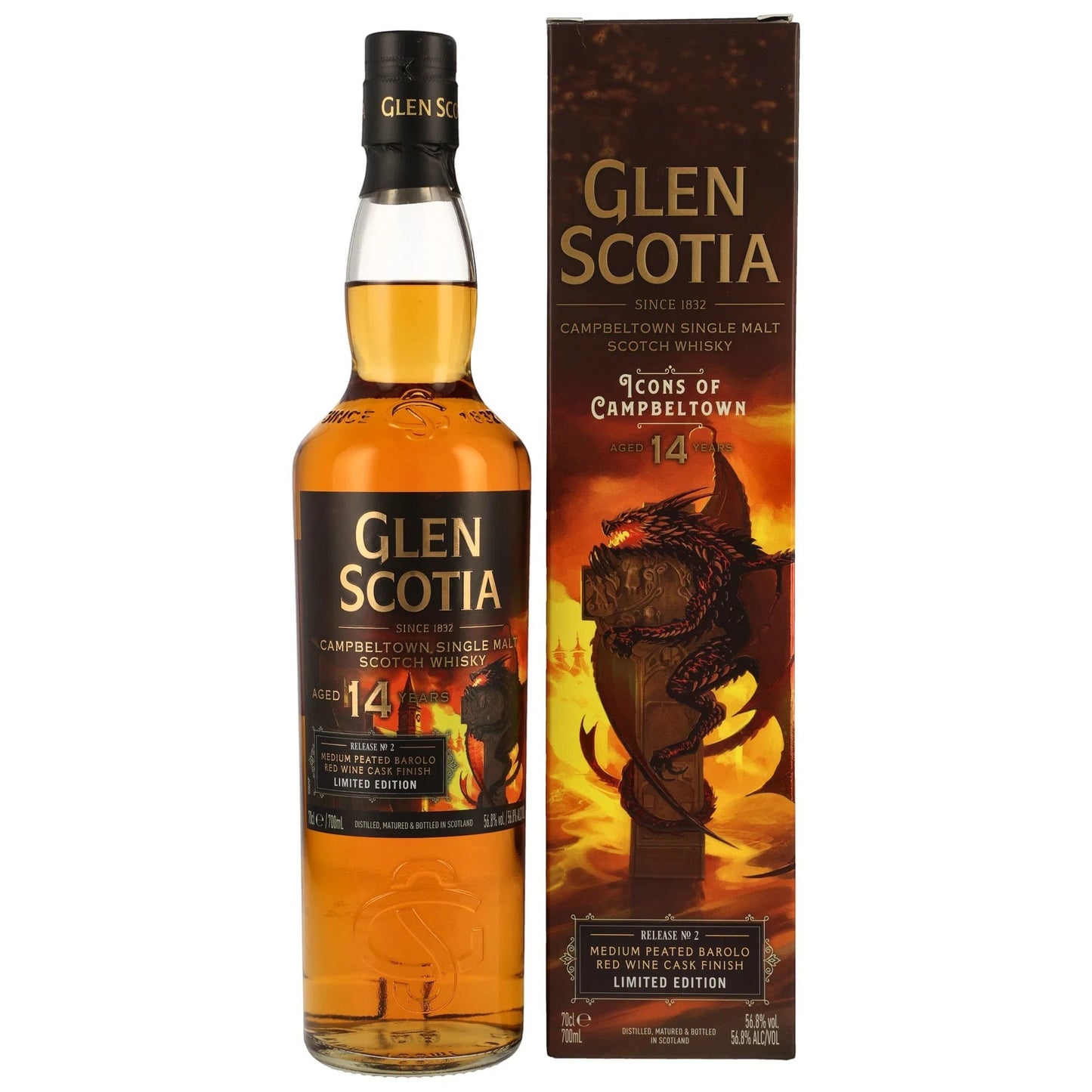 Schwarzbach Spirits: Glen Scotia 14 Jahre The Dragon Icons Release No.2, 56,8% Vol. Single Malt Scotch Whisky in Barolo Rotweinfass.