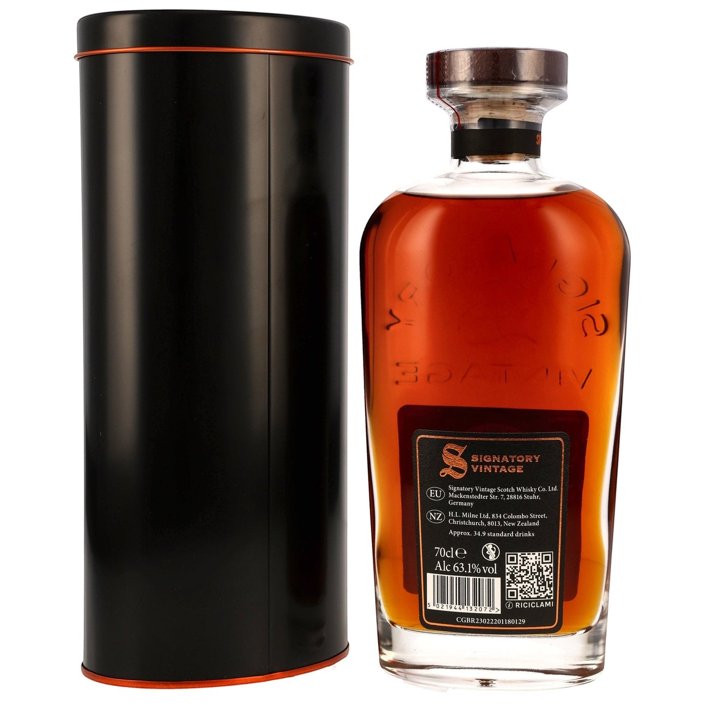 Schwarzbach Spirits GlenAllachie 21 Jahre Single Malt Whisky in dunkler Flasche mit schwarzer Dose und Etikett