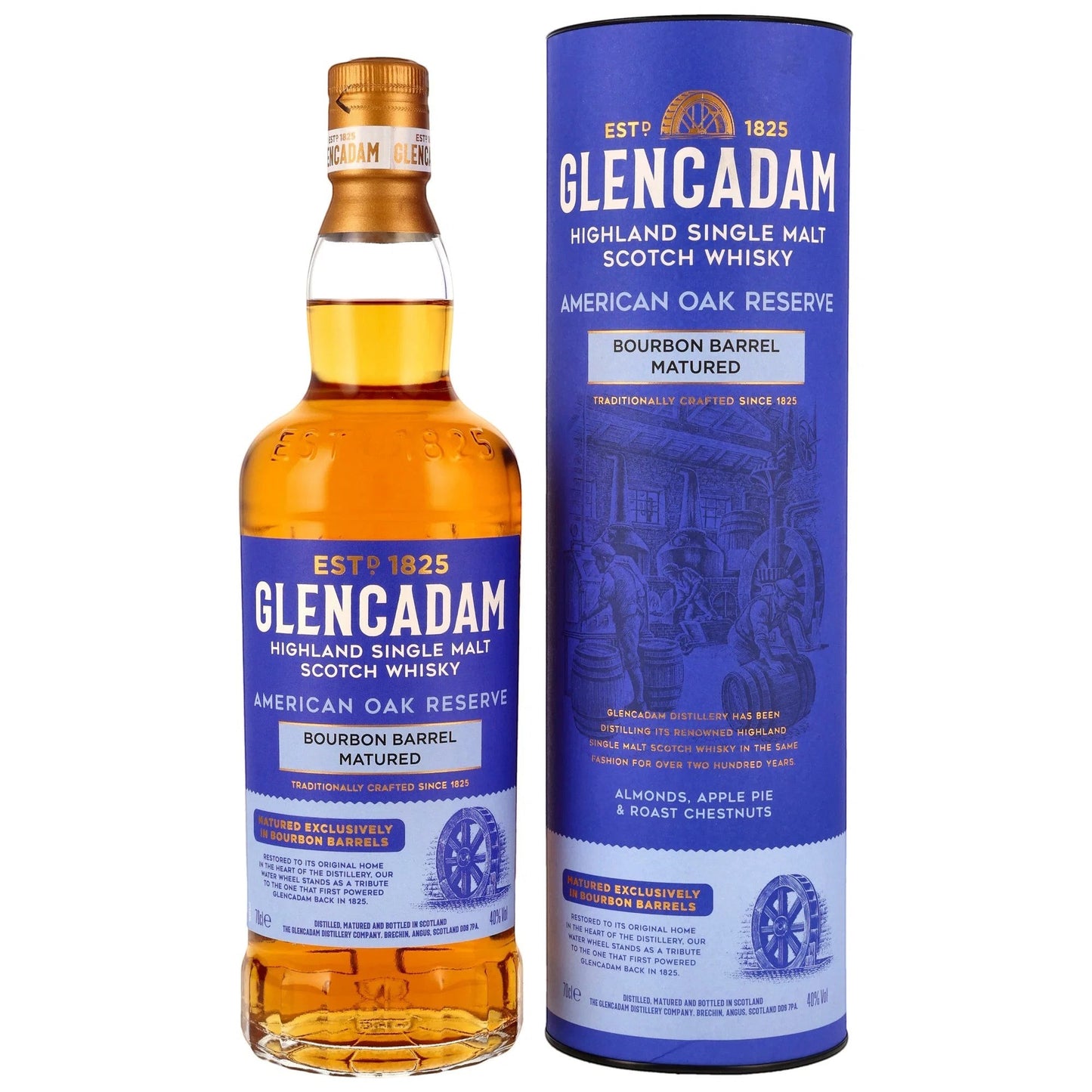 Schwarzbach Spirits Glencadam American Oak Reserve Highland Single Malt Whisky mit blauer Geschenkverpackung