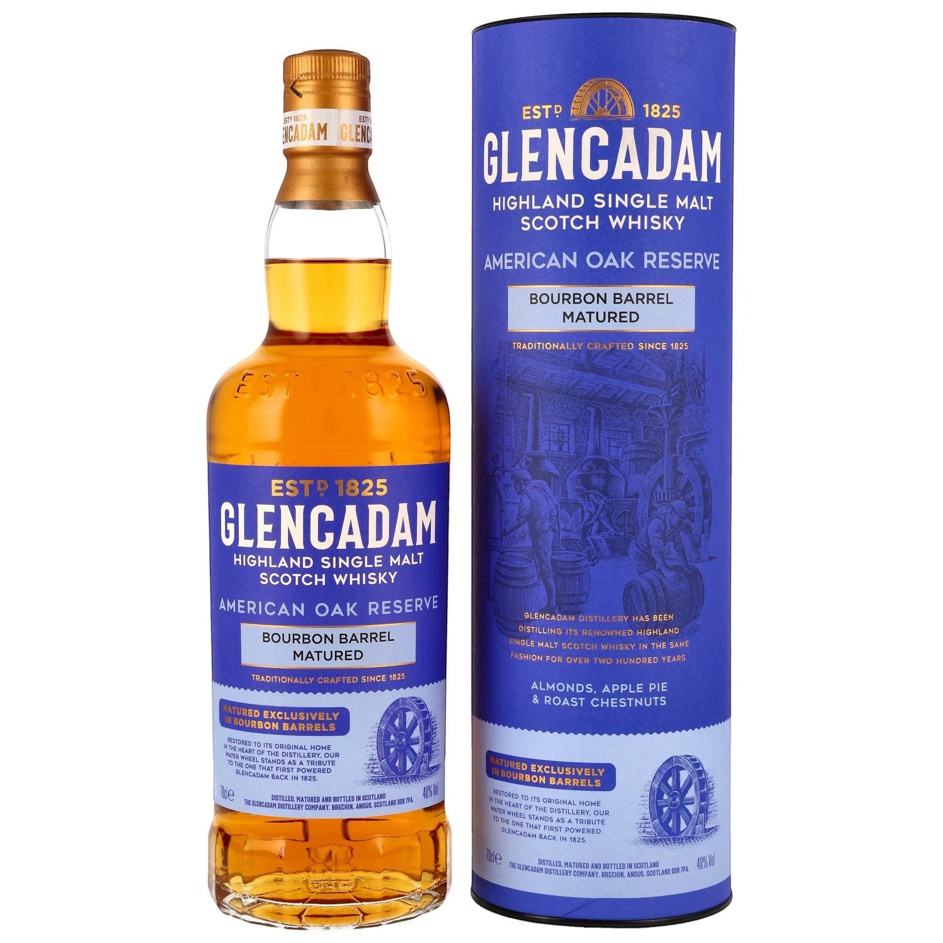 Schwarzbach Spirits Glencadam American Oak Reserve Highland Single Malt Whisky mit blauer Geschenkverpackung