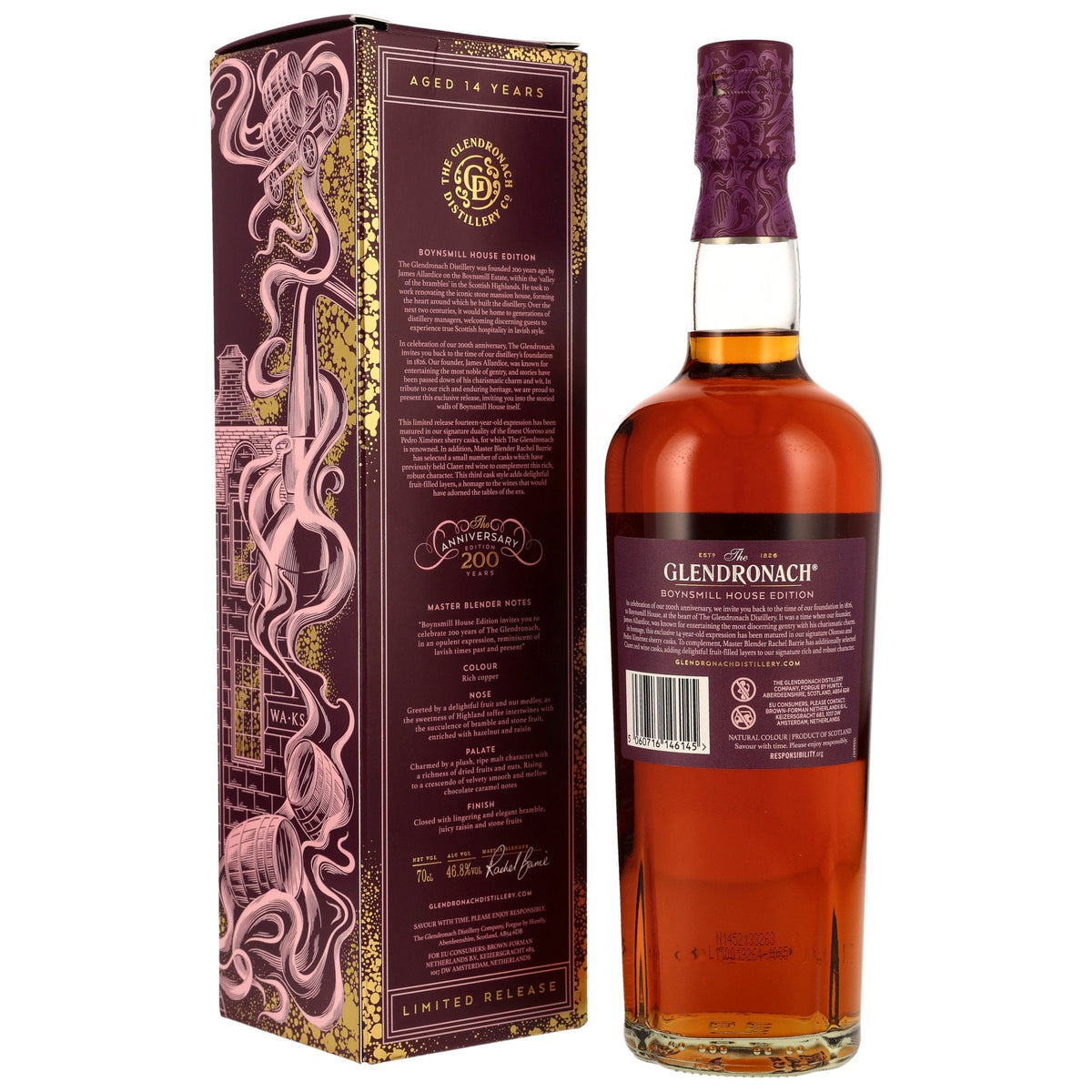 Schwarzbach Spirits GlenDronach 14 Jahre Boynsmill House Edition Whisky Flasche mit dekorativer Geschenkverpackung