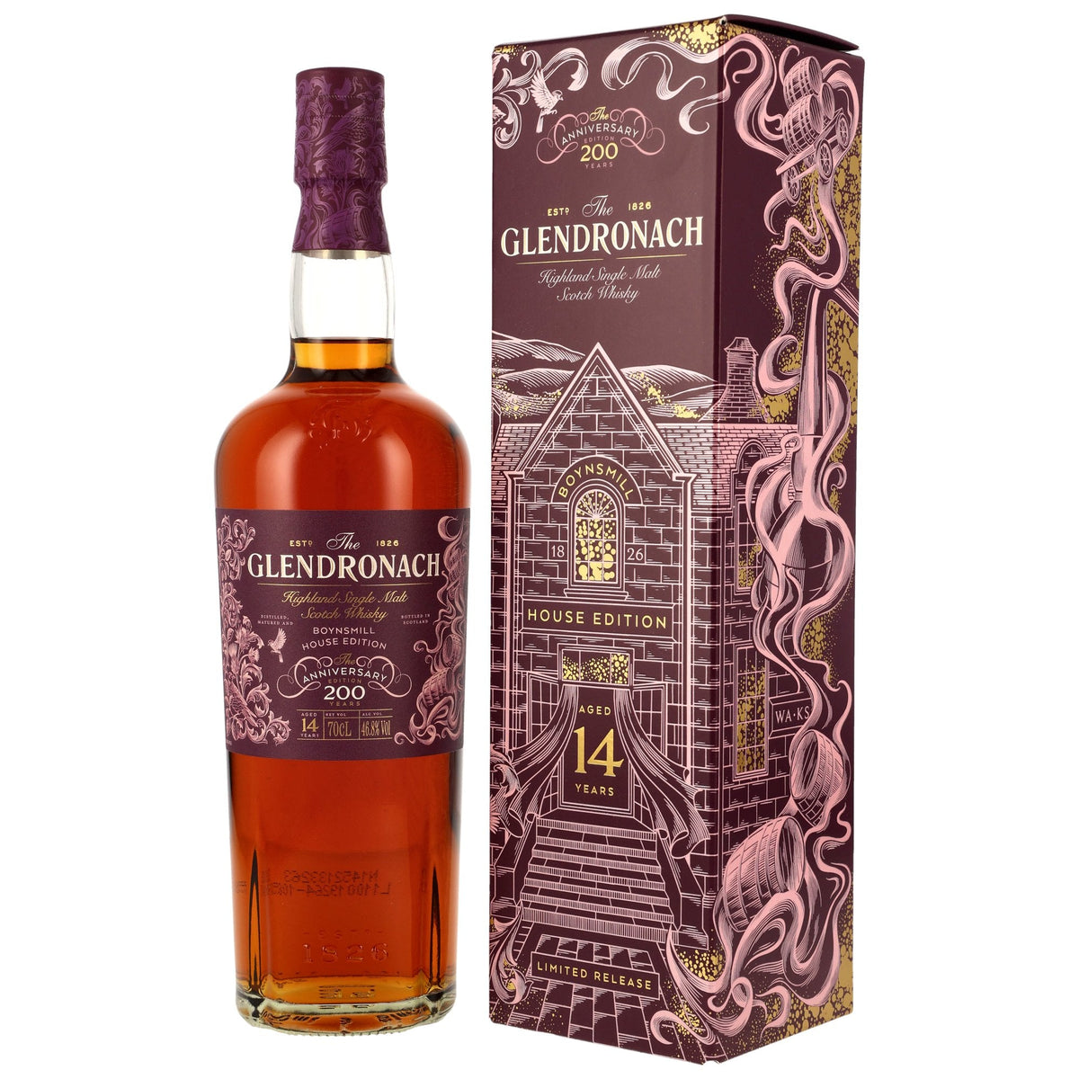 Schwarzbach Spirits GlenDronach 14 Jahre Boynsmill House Edition Whisky Flasche mit dekorativer Geschenkverpackung