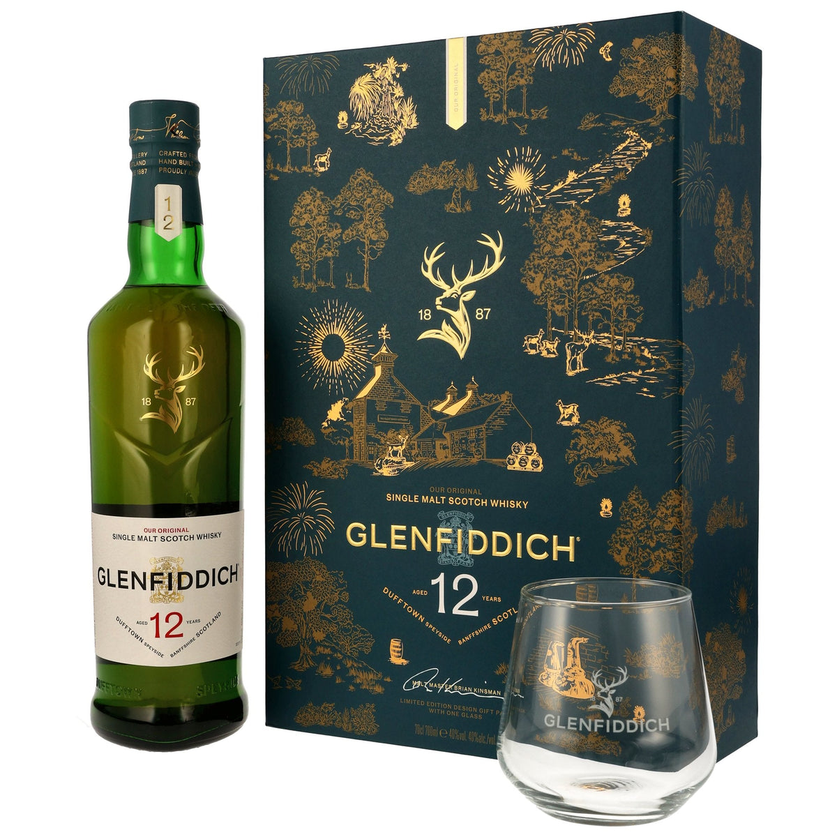 Schwarzbach Spirits Glenfiddich 12 Jahre Limited Design 2026 Geschenkset mit Whiskyflasche und passendem Tumbler