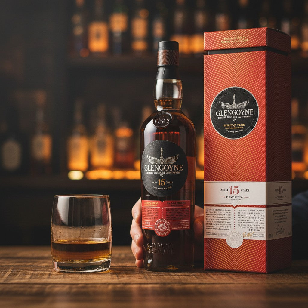Schwarzbach Spirits Glengoyne 15 Years PX Cask Edition Highland Single Malt Scotch Whisky, 48% Vol. amber liquid.