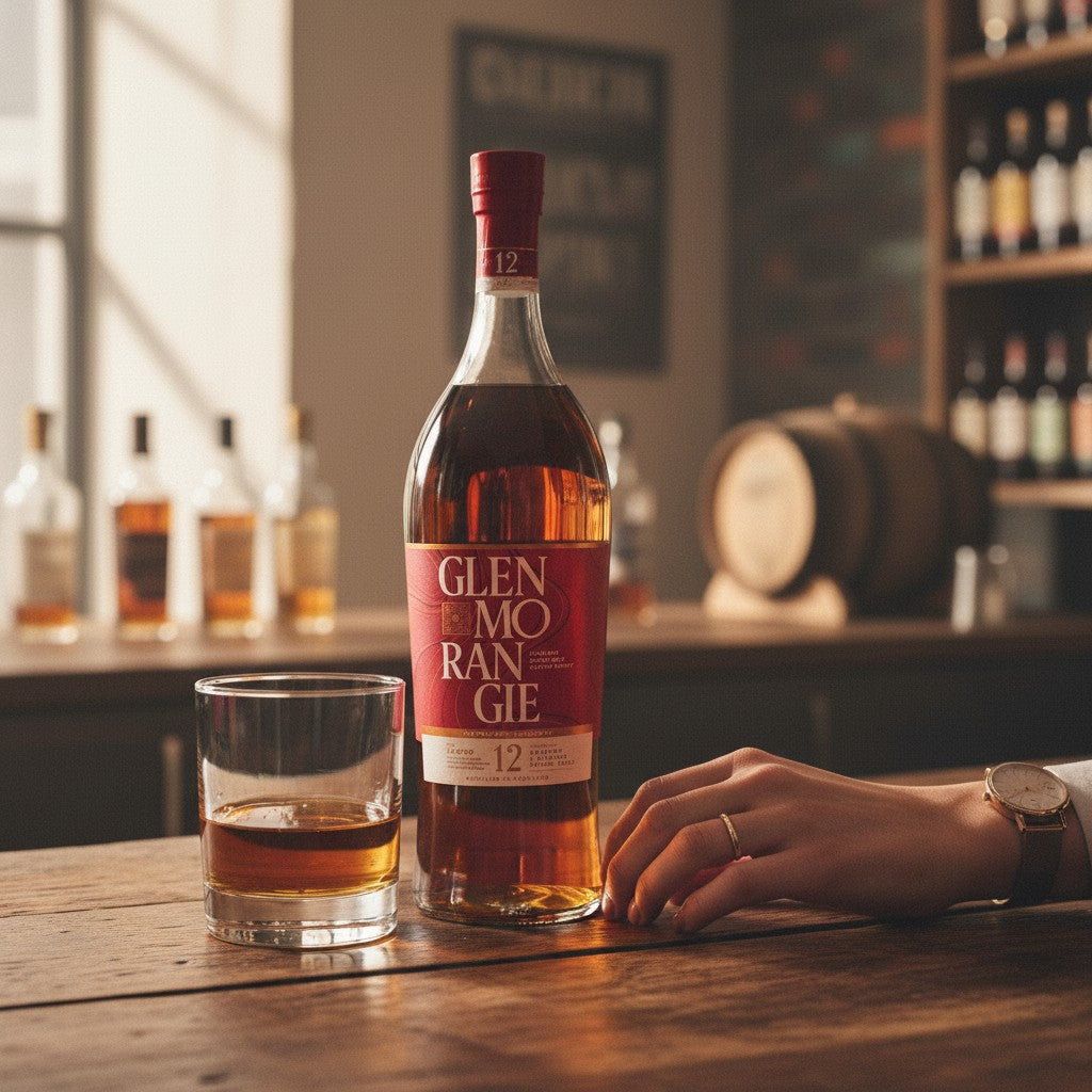 Schwarzbach Spirits: Glenmorangie 12 Jahre The Accord Highland Single Malt Scotch Whisky in roter Geschenkverpackung, 43% Vol.