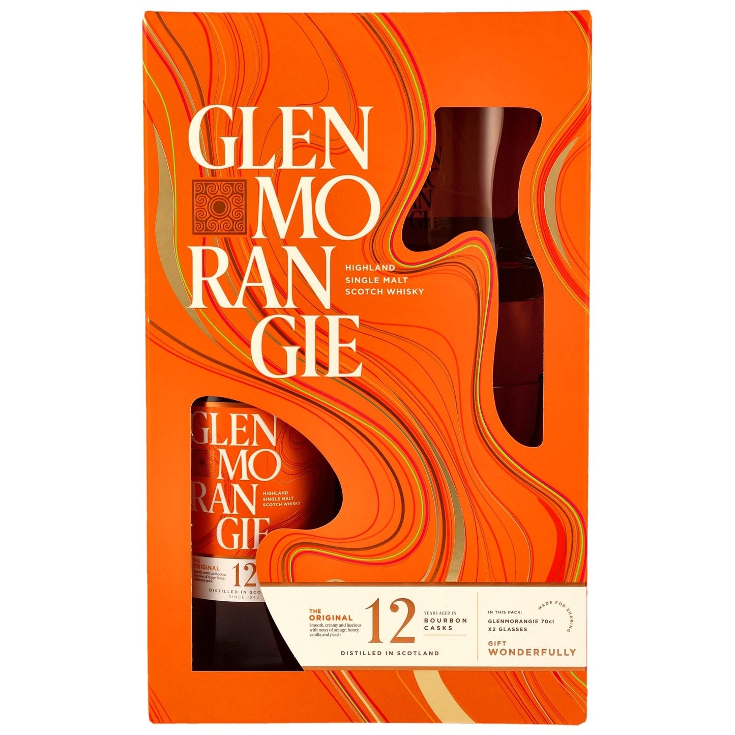 Schwarzbach Spirits: Glenmorangie 12 Jahre The Original Geschenkset, Single Malt Scotch Whisky, 40% Vol., 70cl mit 2 Gläsern