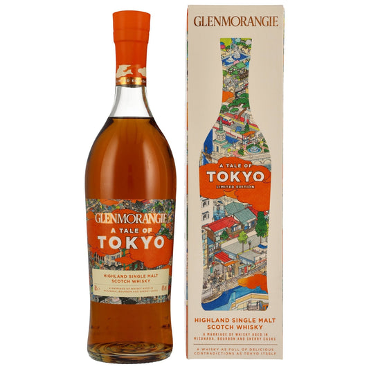 Glenmorangie A Tale of Tokyo Highland Single Malt Scotch Whisky, 46% Vol., 0.7L, in Mizunara-Eiche Fässern gereift, mit japanischer Kunst.