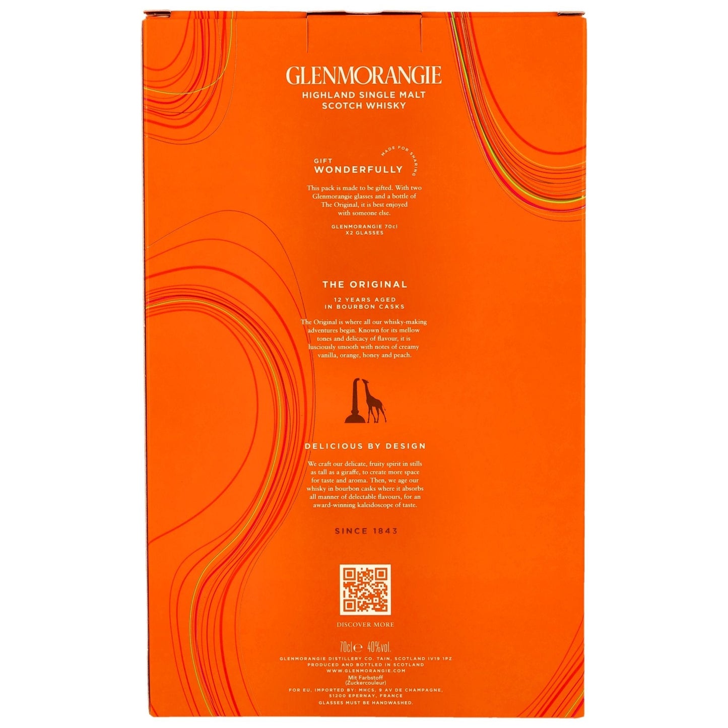 Schwarzbach Spirits GLENMORANGIE The Original 12 Jahre Single Malt Scotch Whisky Geschenkset mit 2 Gläsern.