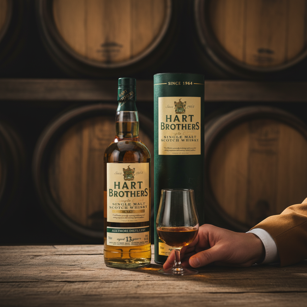 Schwarzbach Spirits Hart Brothers Aultmore 13 Year Old Single Malt Scotch Whisky, 700ml bottle and presentation tube.