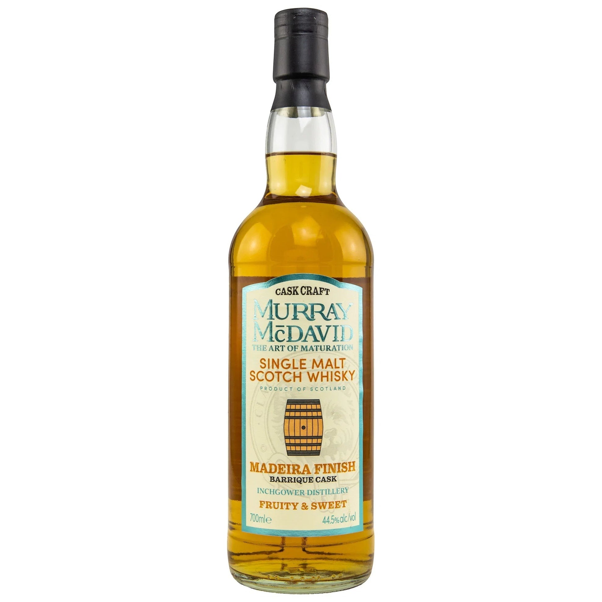 Schwarzbach Spirits Inchgower Madeira Cask Finish Single Malt Whisky in einer 0,7l Flasche mit goldenem Farbton