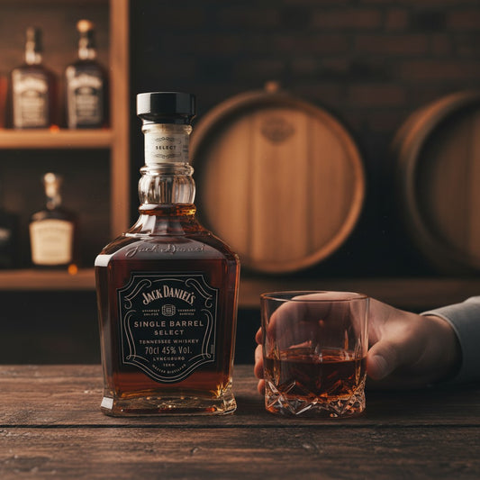 Schwarzbach Spirits Jack Daniel's Single Barrel Select Tennessee Whiskey, 70cl, 45% Vol., amber liquid in a clear glass bottle with black label.