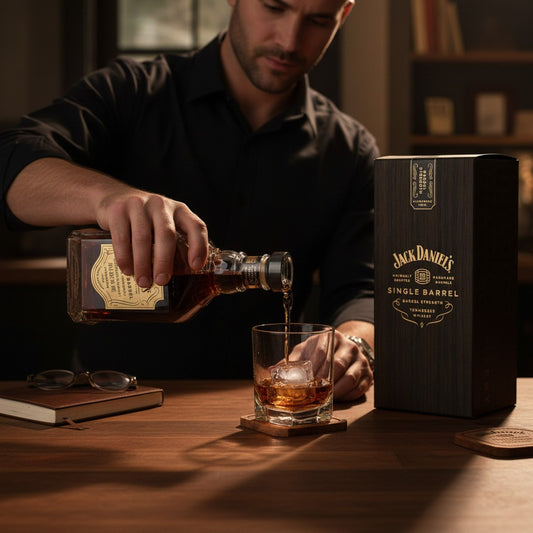 Schwarzbach Spirits: Jack Daniel's Single Barrel Strength Tennessee Whiskey, 70cl, 62.5% Vol., in Glasflasche mit Holz-Geschenkbox.