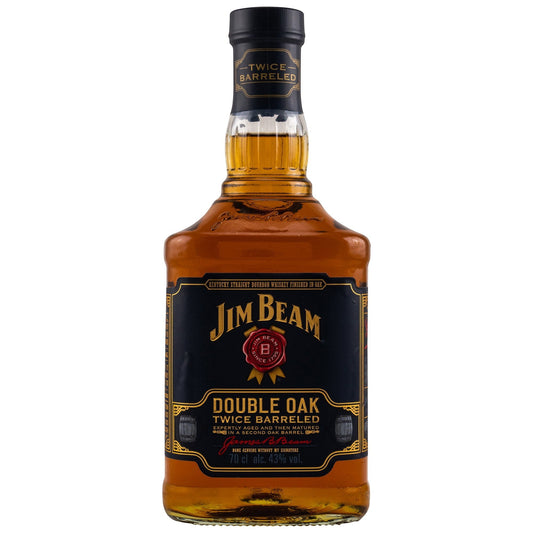 Schwarzbach Spirits Jim Beam Double Oak Twice Barreled Bourbon Whiskey, 43% Vol., 70 cl, bernsteinfarben, mit Eichen- und Vanillenoten.