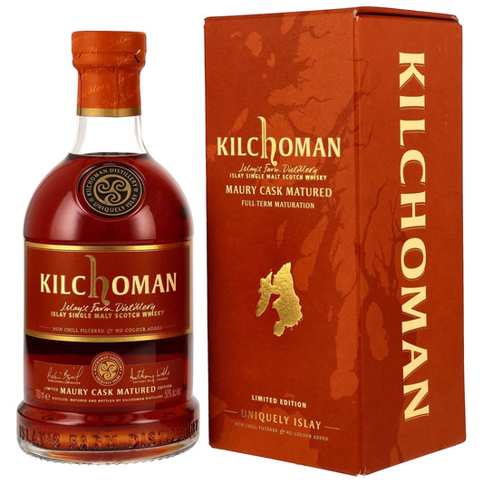 Schwarzbach Spirits: Kilchoman Maury Cask Matured Single Malt Scotch Whisky, 50% Vol., in brauner Geschenkbox. Islay Whisky.