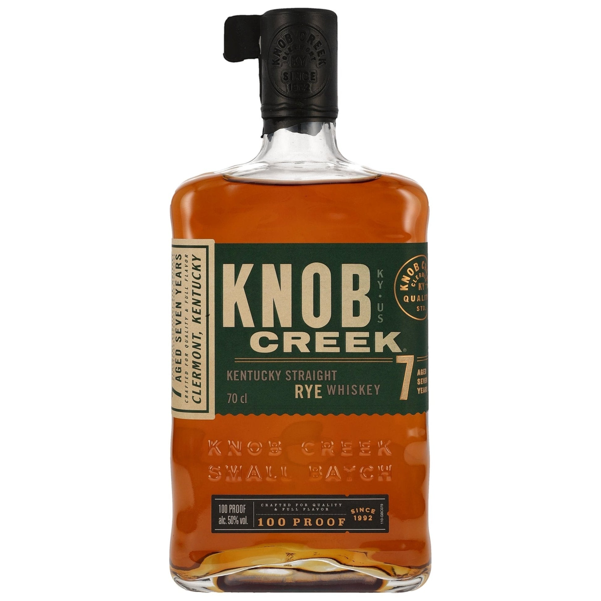 Schwarzbach Spirits: Knob Creek 7 Jahre Rye Kentucky Straight Rye Whiskey, 50% Vol., 70 cl, bernsteinfarben, in Eichenfässern gereift.