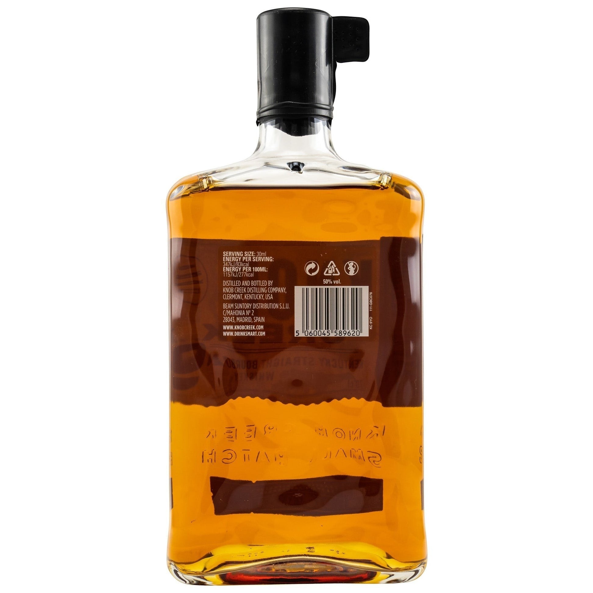 Schwarzbach Spirits: Flasche Knob Creek 9 Jahre Small Batch Bourbon Whiskey, 50% Vol., 700ml, kupferfarben, mit schwarzem Verschluss.