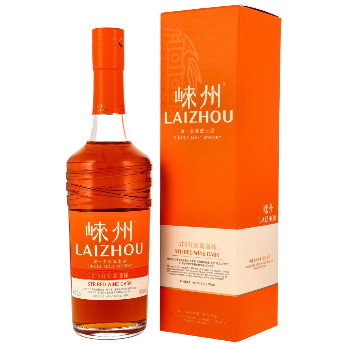 Laizhou STR Red Wine Cask Chinese Single Malt Whisky Flasche und Geschenkverpackung