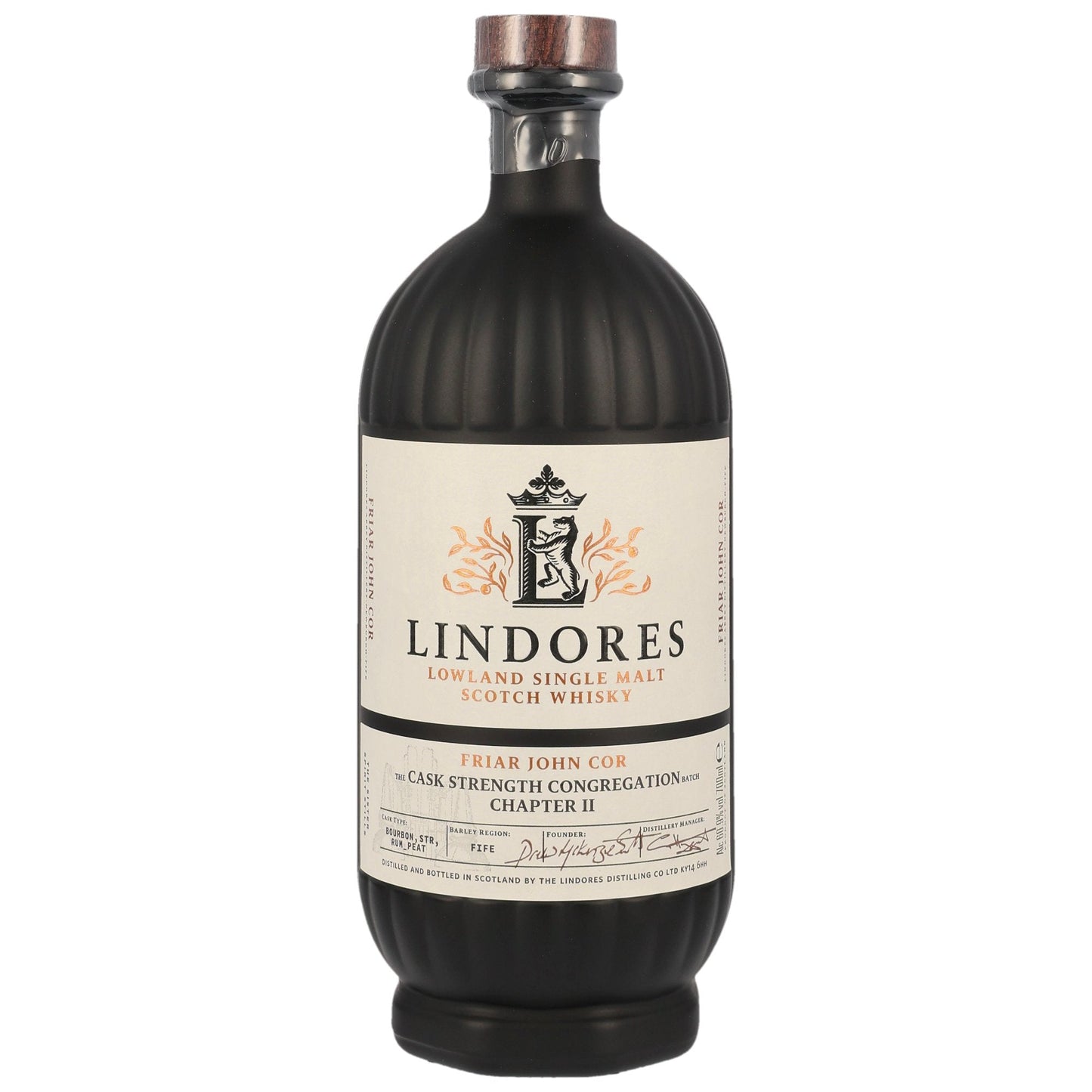 Schwarzbach Spirits bottle of Lindores Abbey Friar John Cor Congregation Chapter II Lowland Single Malt Scotch Whisky