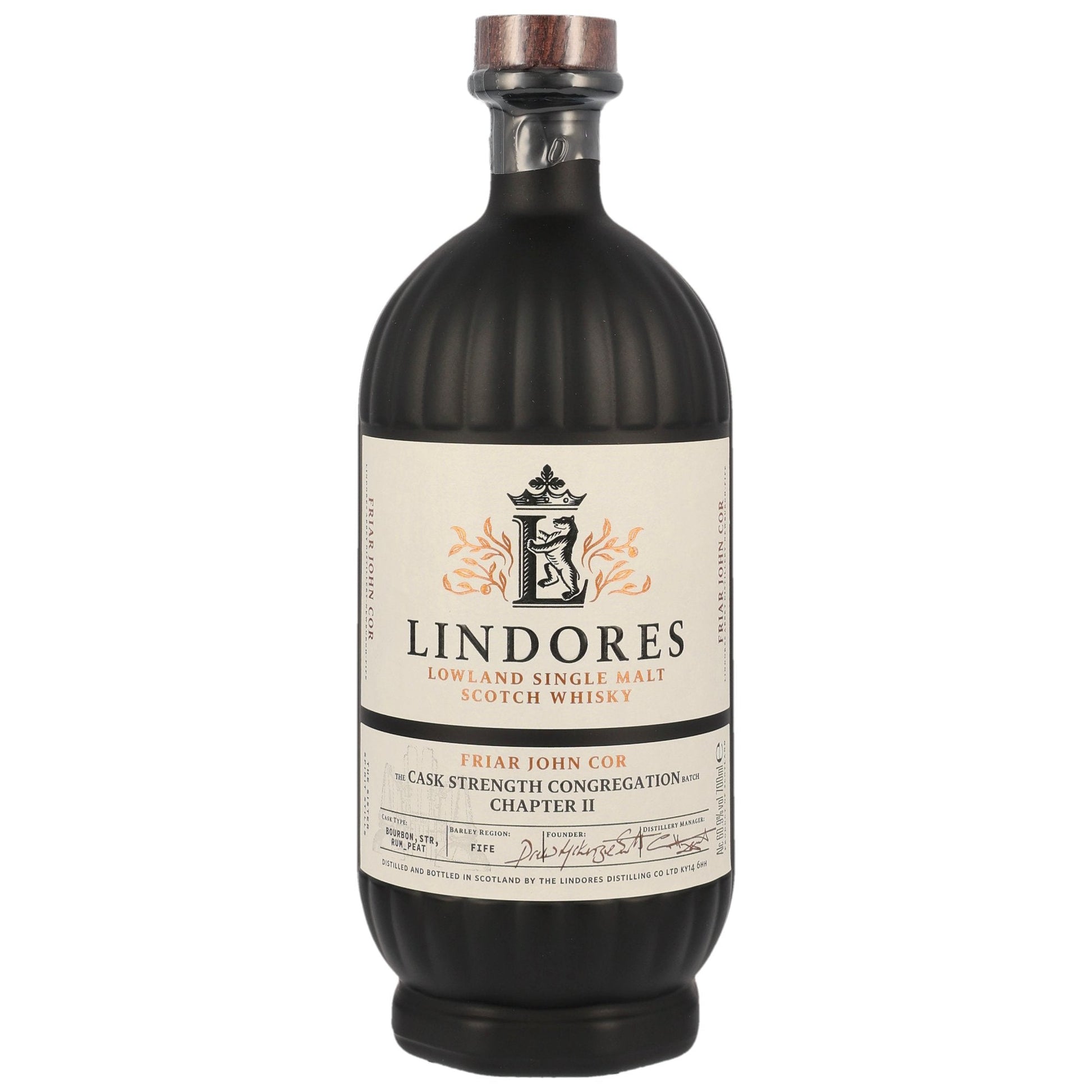 Schwarzbach Spirits bottle of Lindores Abbey Friar John Cor Congregation Chapter II Lowland Single Malt Scotch Whisky