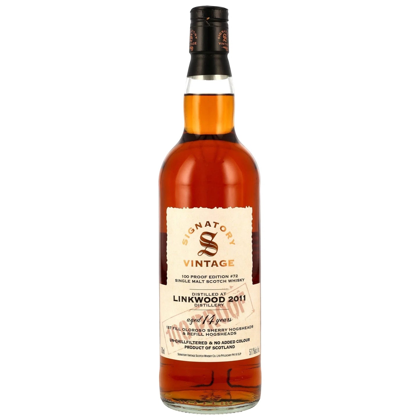 Schwarzbach Spirits Linkwood 14 Jahre Single Malt Whisky in der Signatory Vintage 100 Proof Edition Flasche
