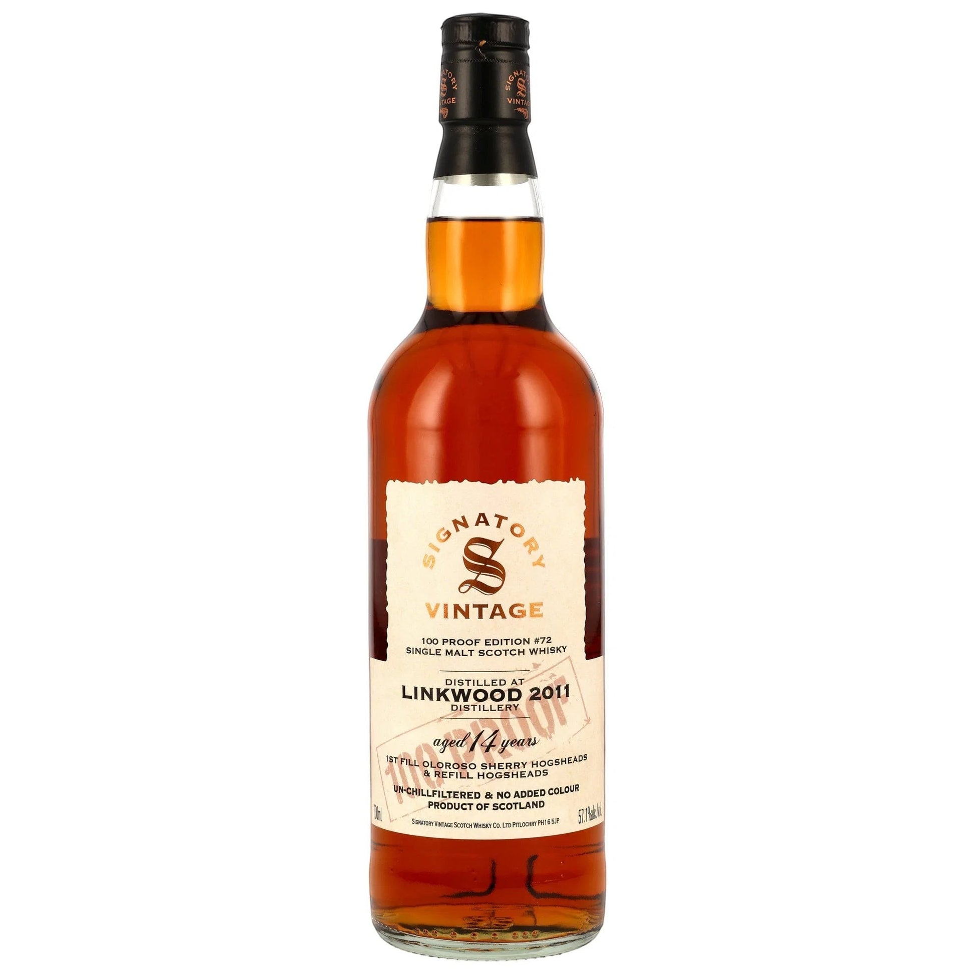Schwarzbach Spirits Linkwood 14 Jahre Single Malt Whisky in der Signatory Vintage 100 Proof Edition Flasche