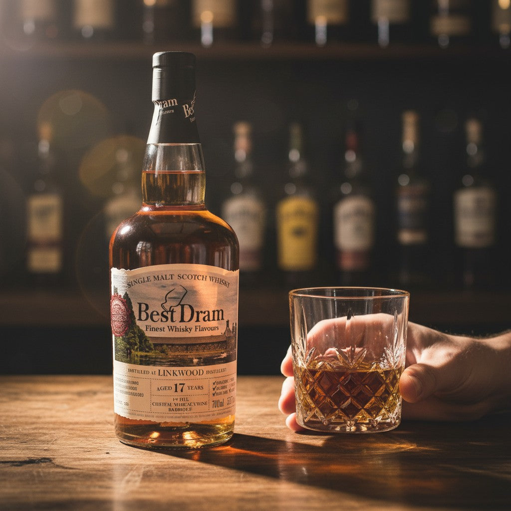 Schwarzbach Spirits Linkwood 2008 single malt Scotch whisky, aged 17 years in a Margaux red wine barrique. Amber liquid, 700ml bottle, 55.7% Vol.