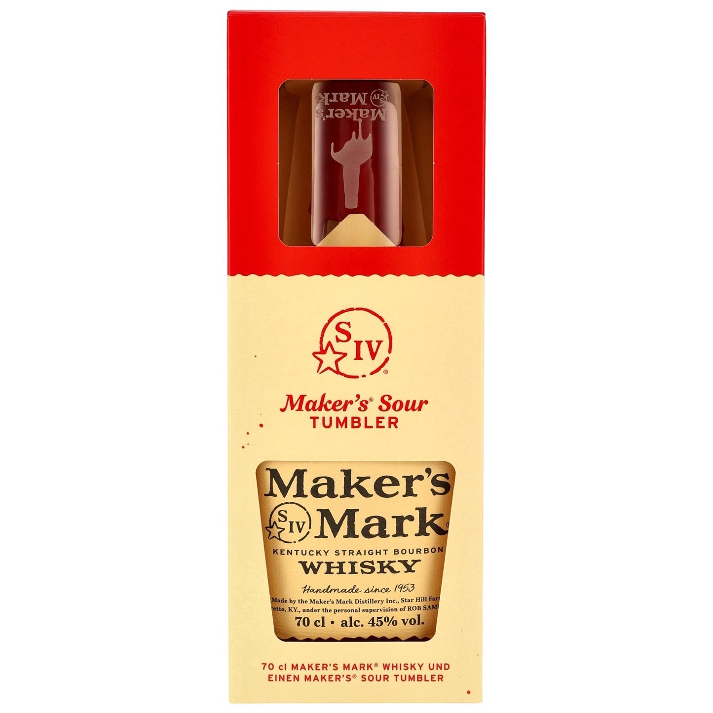 Schwarzbach Spirits: Maker's Mark Kentucky Straight Bourbon Whisky 70cl 45% Vol. mit Maker's Sour Tumbler