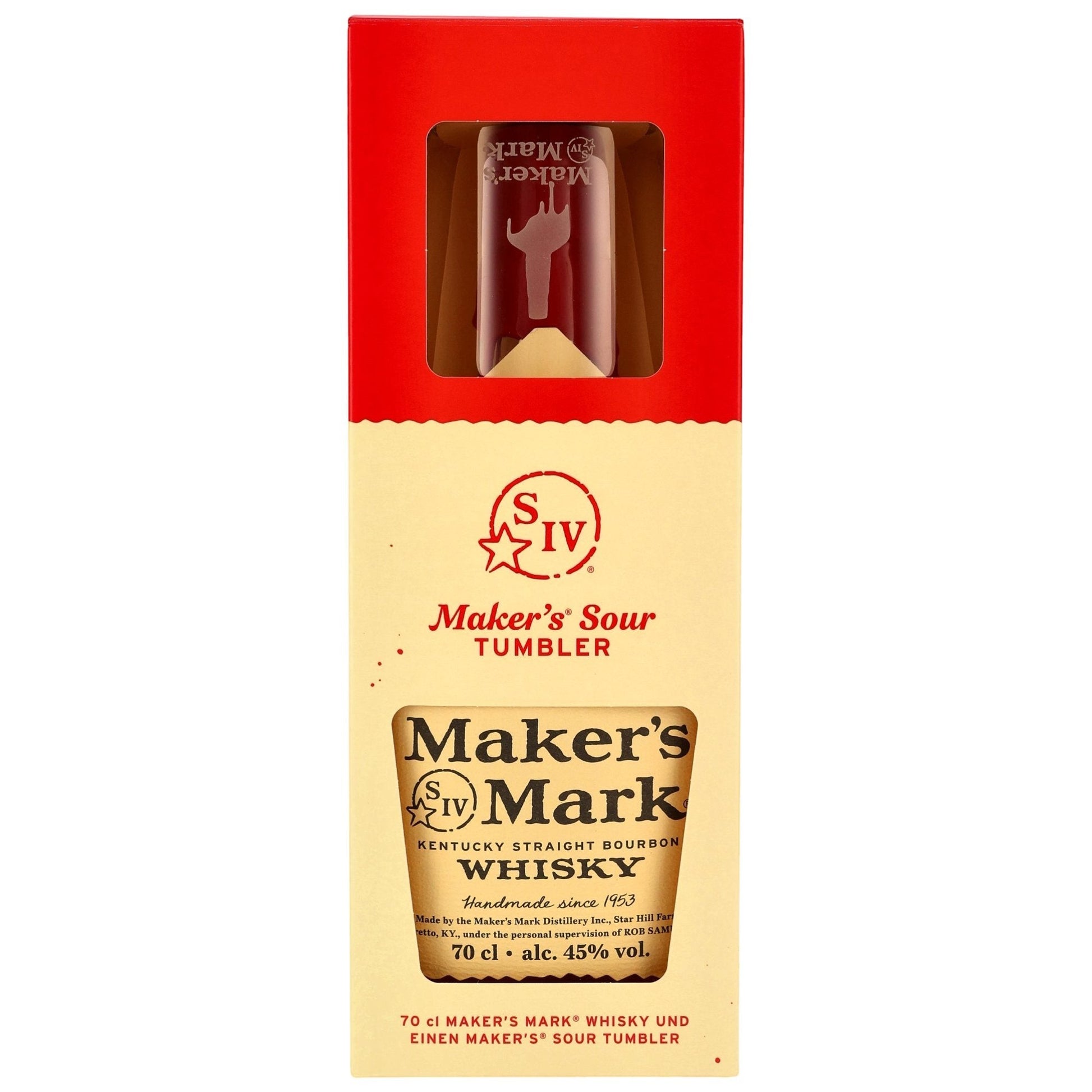 Schwarzbach Spirits: Maker's Mark Kentucky Straight Bourbon Whisky 70cl 45% Vol. mit Maker's Sour Tumbler