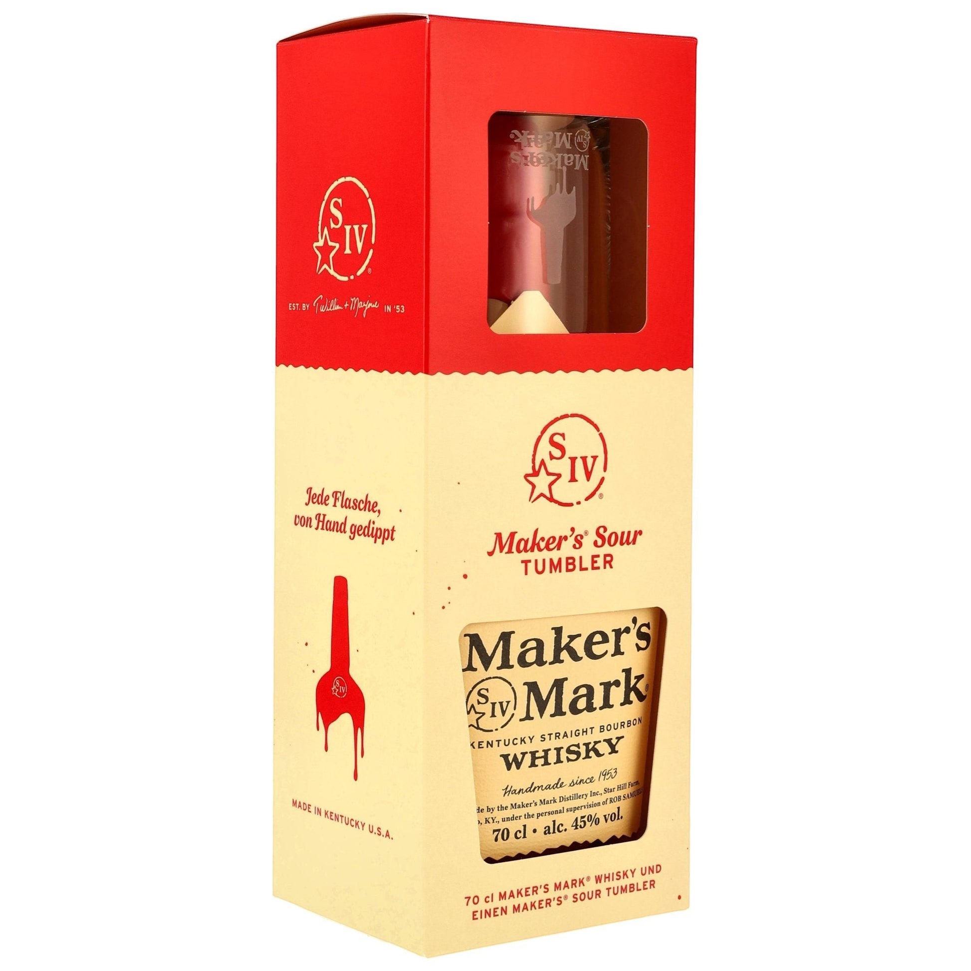 Schwarzbach Spirits Maker's Mark Kentucky Straight Bourbon Whisky 70cl 45% Vol. im Geschenkkarton mit Tumbler