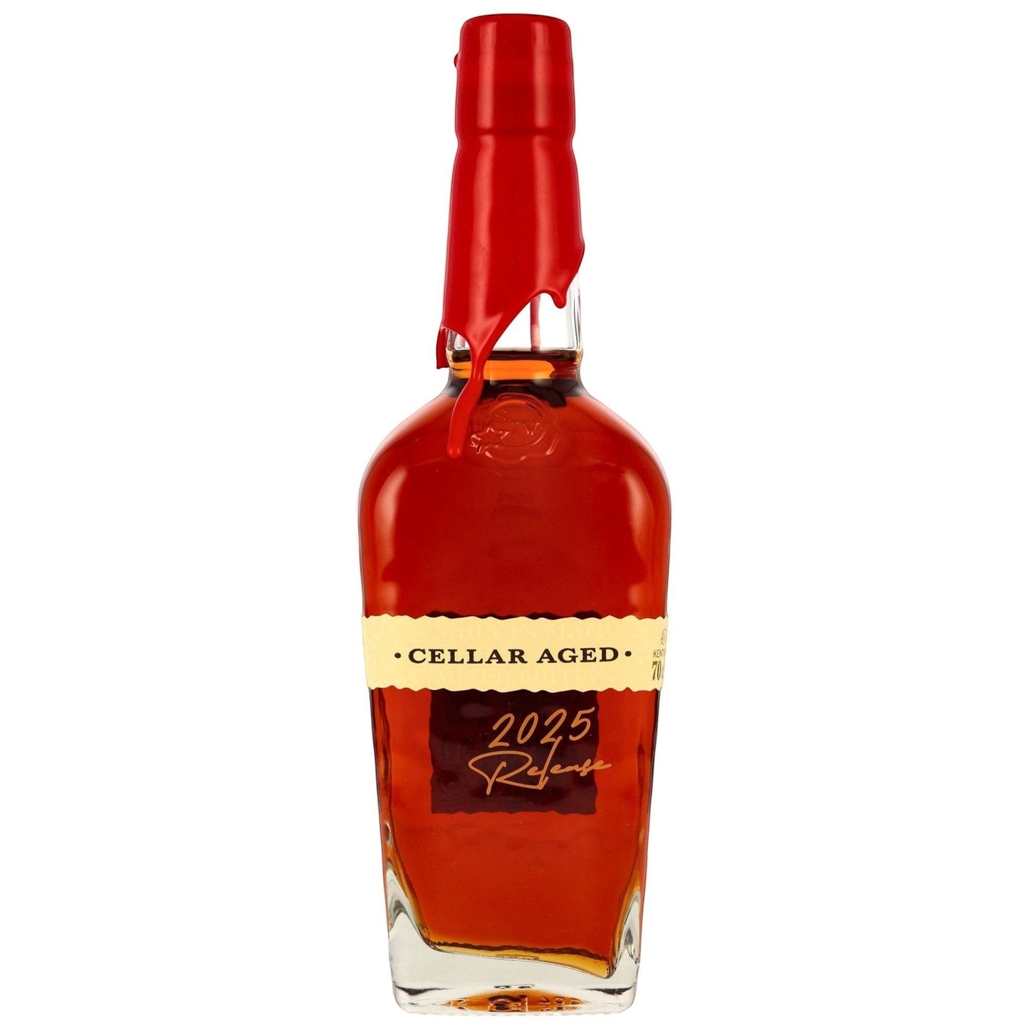 Schwarzbach Spirits Maker's Mark Cellar Aged 2025 Release Bourbon mit 56,5% Vol. und 0,7L Flasche mit rotem Wachssiegel.