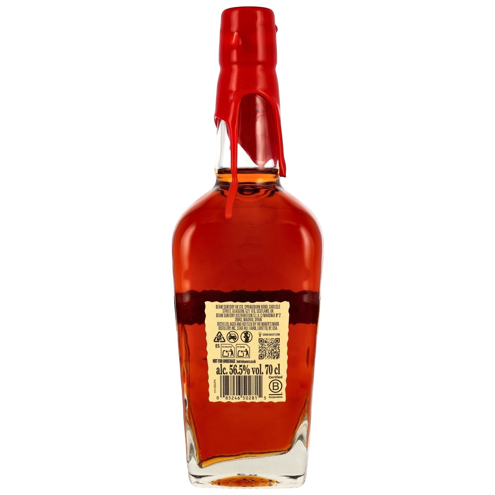Schwarzbach Spirits Maker's Mark Cellar Aged 2025 Release Bourbon mit 56,5% Vol. und 70cl in Glasflasche mit rotem Wachssiegel.