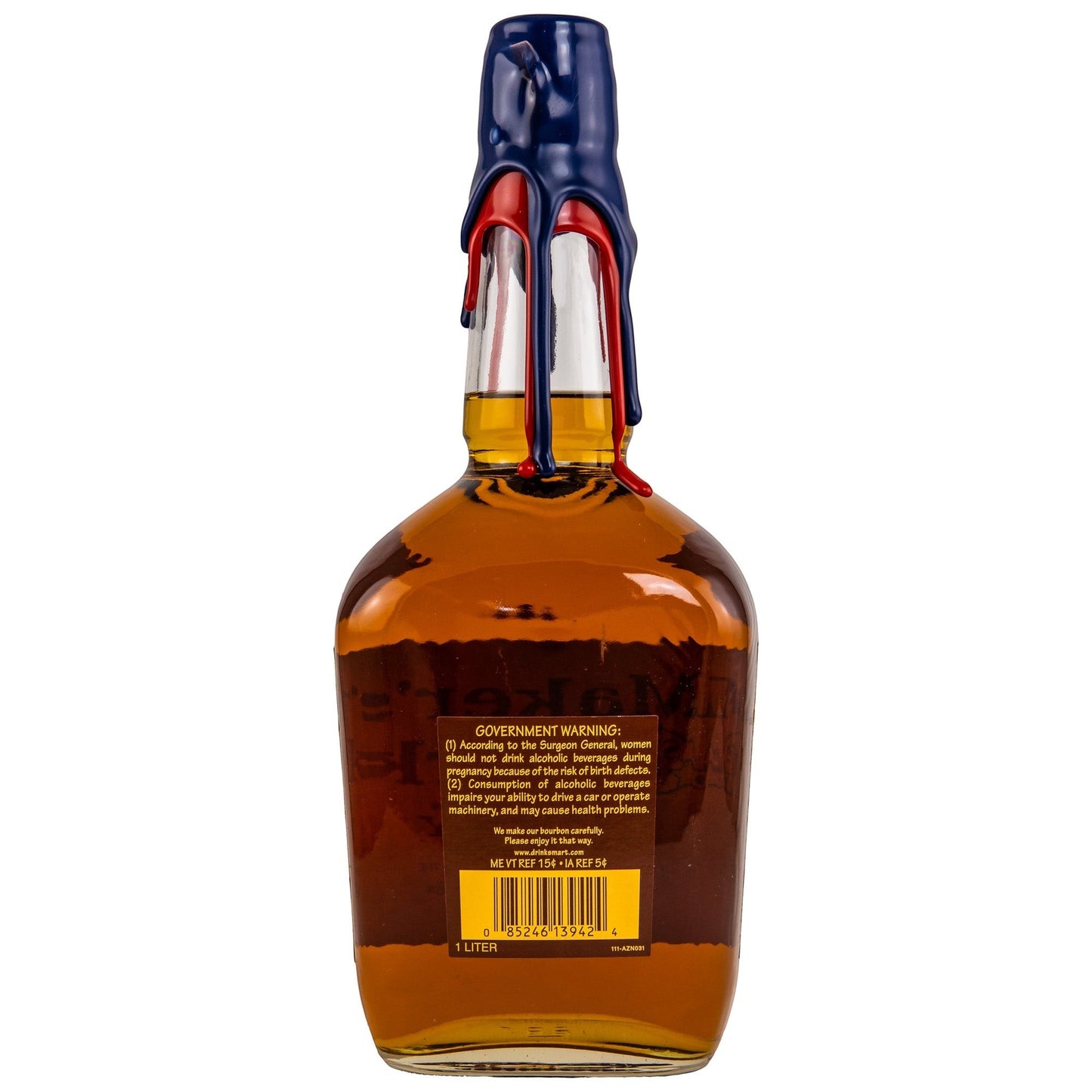 Schwarzbach Spirits Maker's Mark Double Dip Red Sox Bourbon Whiskey, 45% Vol., 1 Liter, mit roter und blauer Wachsversiegelung.
