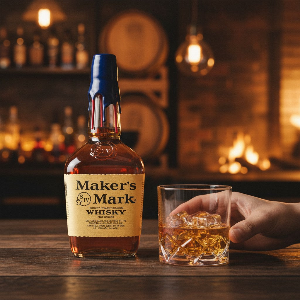 Schwarzbach Spirits Maker's Mark Double Dip Red Sox Bourbon Whiskey mit blauem und rotem Wachssiegel, 45% Vol.