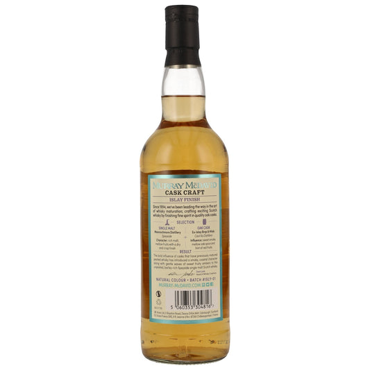 Schwarzbach Spirits präsentiert die Rückseite der Flasche Mannochmore Islay Cask Finish von Murray McDavid mit Etikett.
