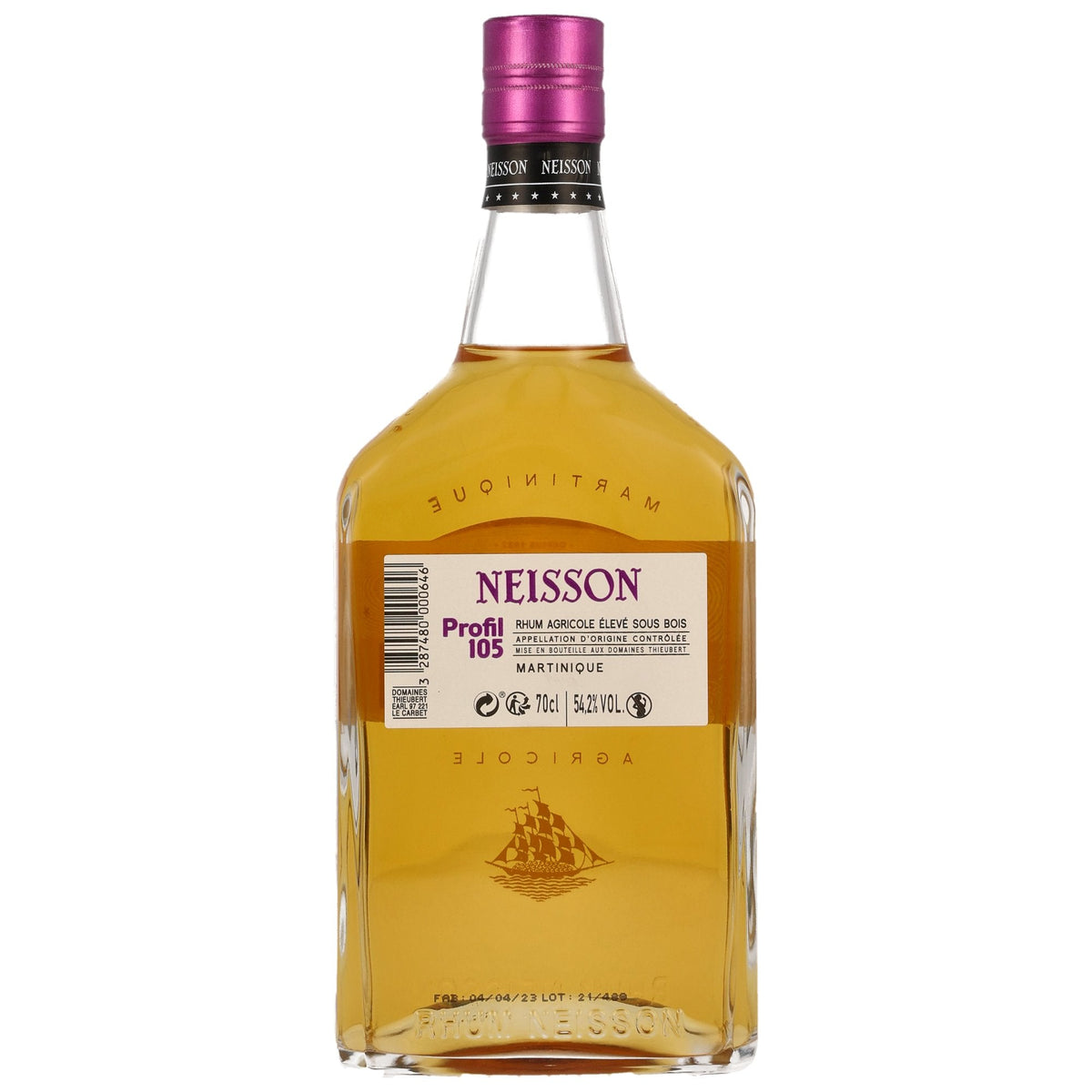 Schwarzbach Spirits Neisson Profil 105 Rhum Agricole in einer 0,7 Liter Flasche mit violettem Verschluss