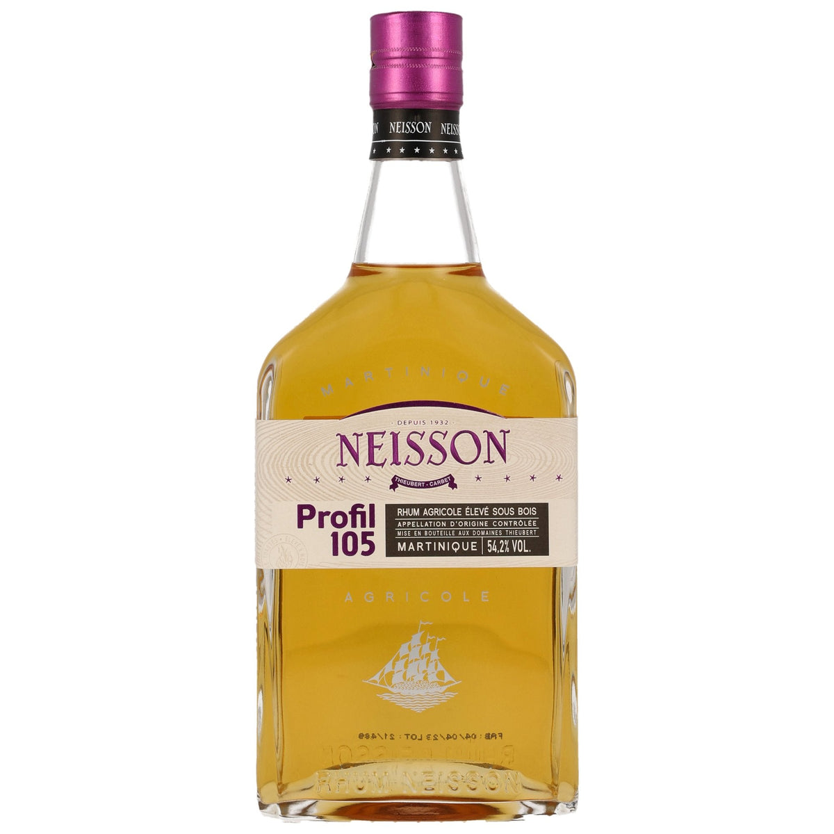 Schwarzbach Spirits Neisson Profil 105 Rhum Agricole aus Martinique in einer 0,7 Liter Flasche mit violettem Verschluss