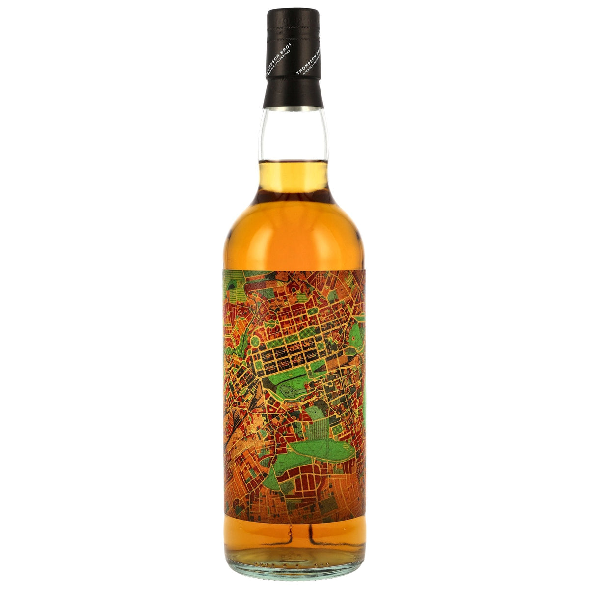 Schwarzbach Spirits North British 34 Jahre Single Grain Whisky mit Edinburgh Stadtplan Etikett in Glasflasche