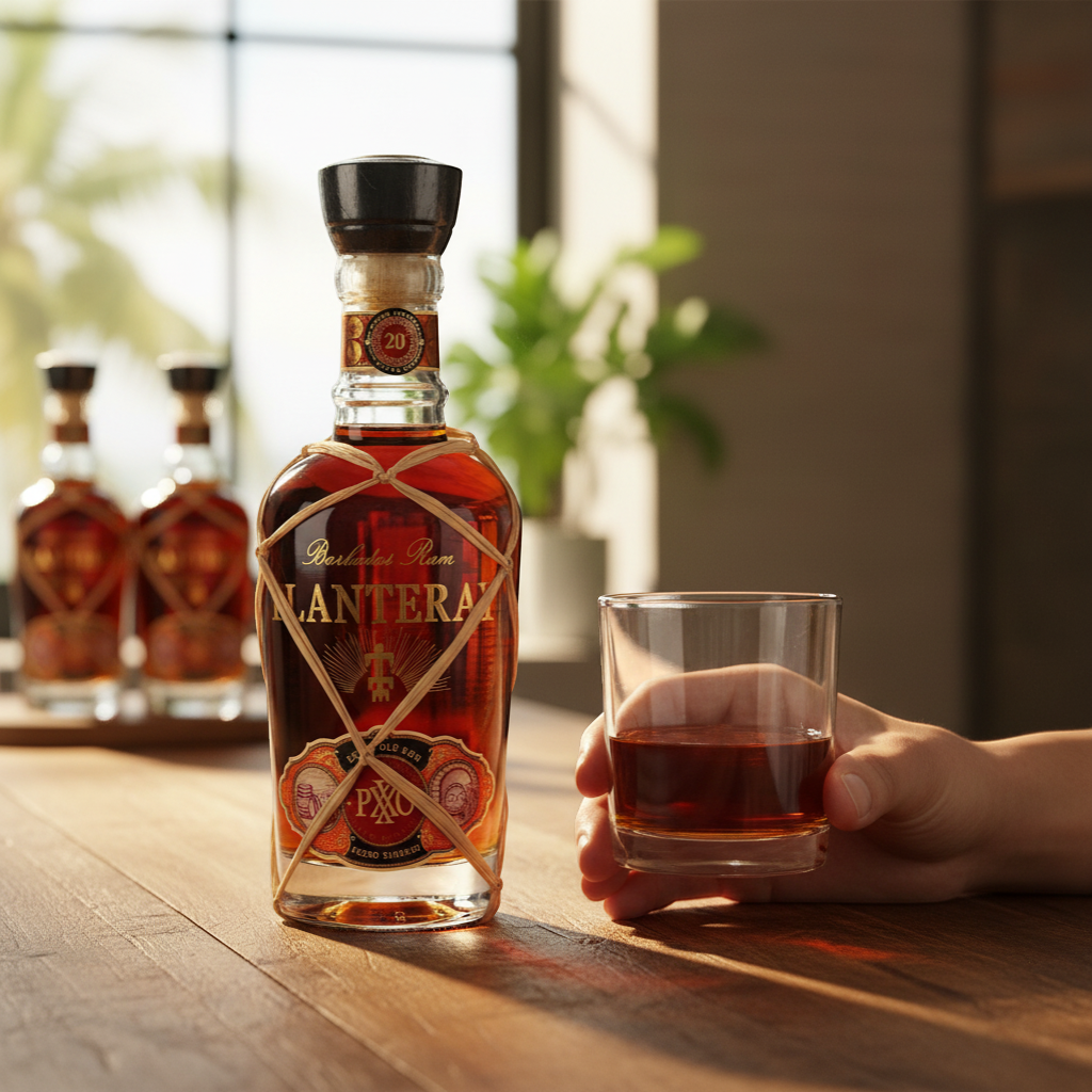 Schwarzbach Spirits Planteray PXXO 20th Anniversary Rum, a rich amber Barbados rum aged in PX Sherry casks. Features tropical fruit and vanilla notes.