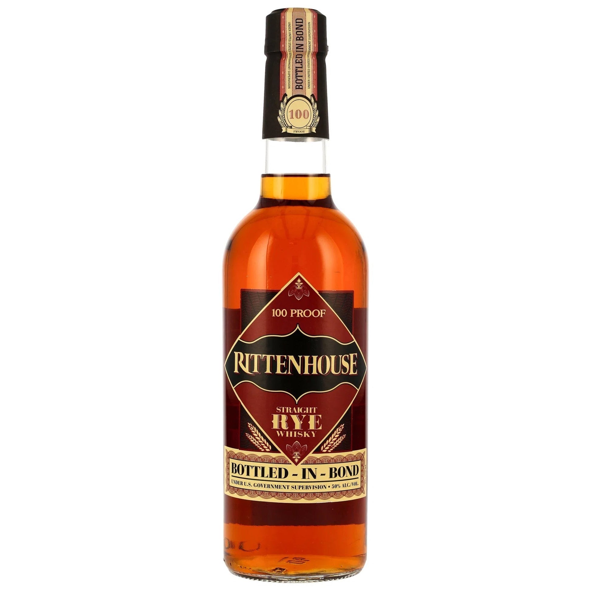 Schwarzbach Spirits Rittenhouse Straight Rye Bottled-in-Bond Whiskey, 50% Vol., bernsteinfarben, würzig und vielseitig.