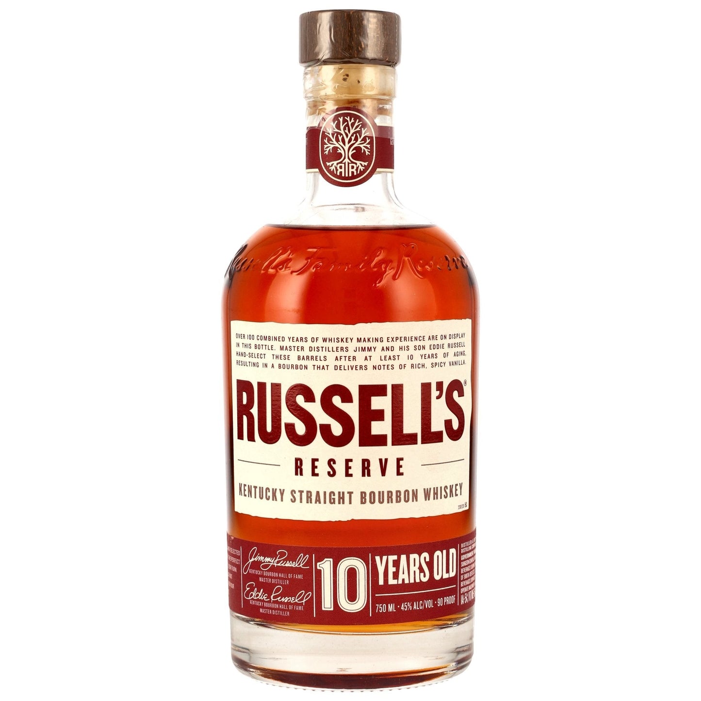 Schwarzbach Spirits Russell's Reserve 10 Jahre Kentucky Straight Bourbon Whiskey, 45% Vol. Bernsteinfarbener Bourbon mit Eichenholz- und Vanillenoten.