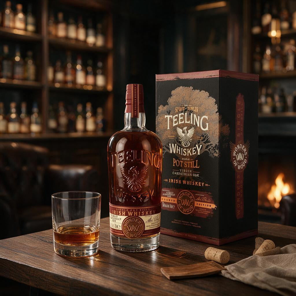 Schwarzbach Spirits Teeling Wonders of Wood Carpathian Oak Whiskey Flasche mit Glas und Geschenkverpackung