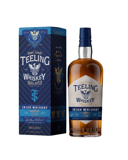 Schwarzbach Spirits Teeling Small Batch Santa Teresa 1796 Whiskey Flasche mit blauer Geschenkverpackung